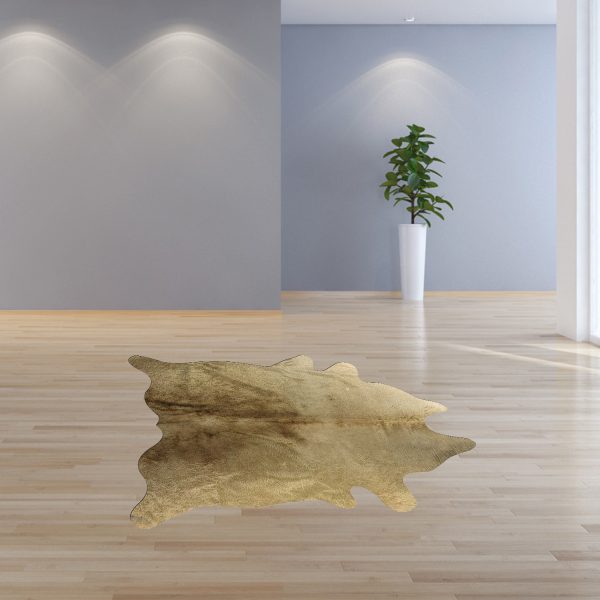 6' x 7' Gold Genuine Cowhide Area Rug - Image 4