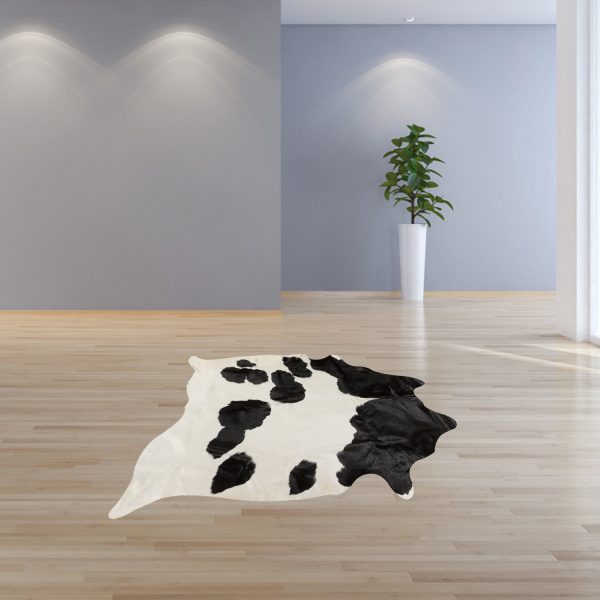 72" x 84" White and Black Cowhide  Rug - Image 4