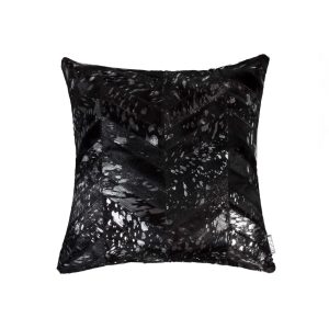 18" x 18" x 5" Black and Silver  Pillow