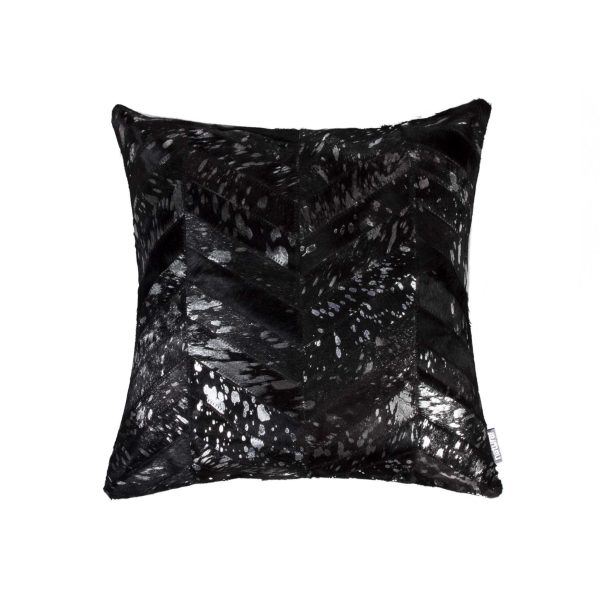 18" x 18" x 5" Black and Silver  Pillow