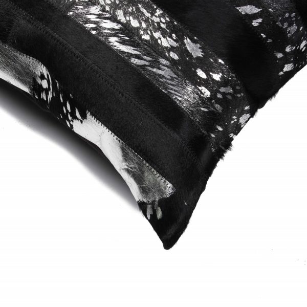 12" x 20" x 5" Black and Silver  Pillow - Image 2