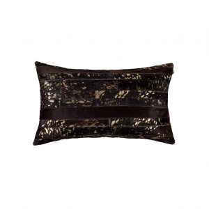 12" x 20" x 5" Chocolate and Gold  Pillow