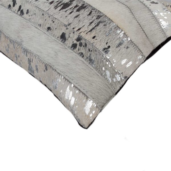 12" x 20" x 5" Grey and Silver  Pillow - Image 2