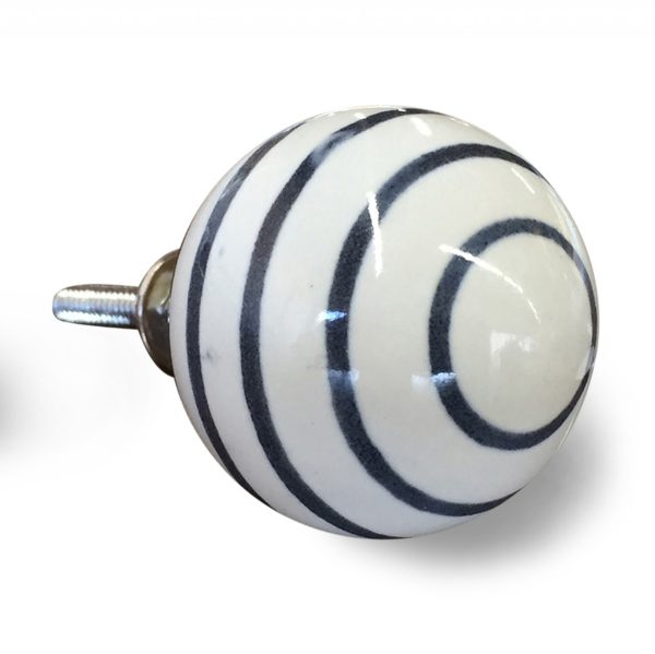 1.5" x 1.5" x 1.5" White Navy Handpainted Ceramic  Knobs 8 Pack - Image 2