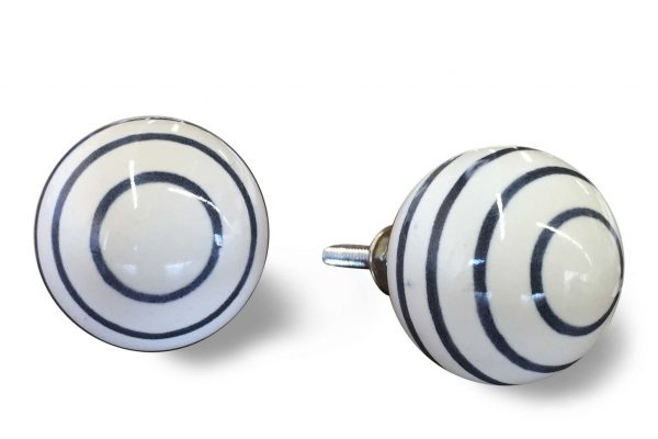 1.5" x 1.5" x 1.5" White and Navy  Knobs 12 Pack - Image 2