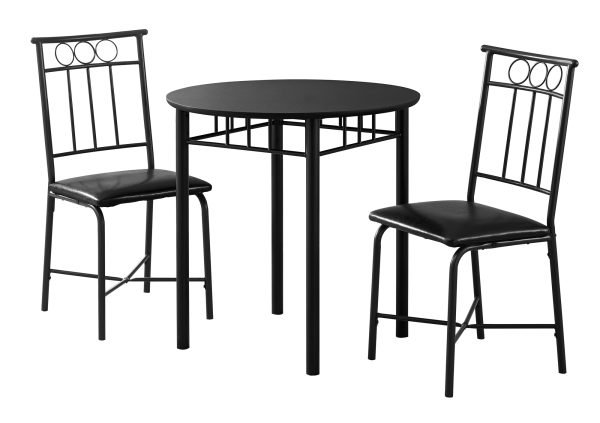 35" Black Leather Look Foam and Metal Three Pieces Dining Set - Image 2