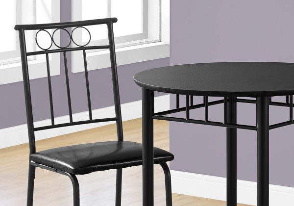 35" Black Leather Look Foam and Metal Three Pieces Dining Set - Image 3