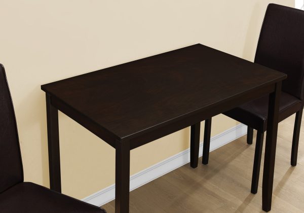 68" x 75" x 102" Cappuccino  Solid Wood  Foam  Veneer  LeatherLook  3pcs Dining Set - Image 2