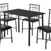 61.5" x 73.5" x 101" Black Metal Foam Polyurethane Leather Look Polyes  5pcs Dining Set
