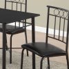 61.5" x 73.5" x 101" Black Metal Foam Polyurethane Leather Look Polyes  5pcs Dining Set - Image 2