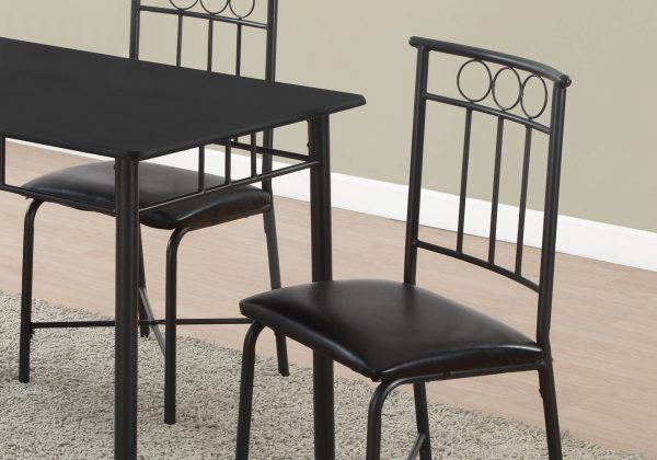 61.5" x 73.5" x 101" Black Metal Foam Polyurethane Leather Look Polyes  5pcs Dining Set - Image 2