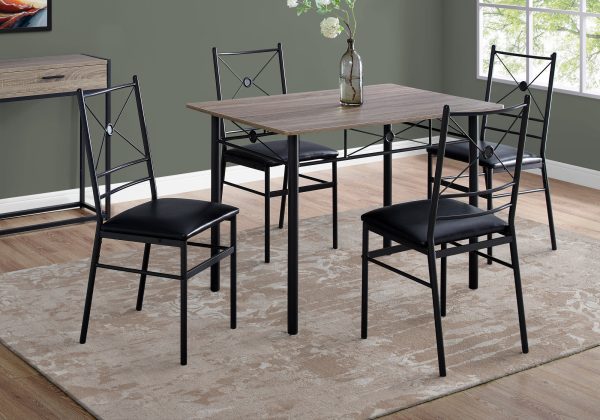 63" x 76" x 102" Dark Taupe  Black  Foam  Metal  5pcs Dining Set - Image 2