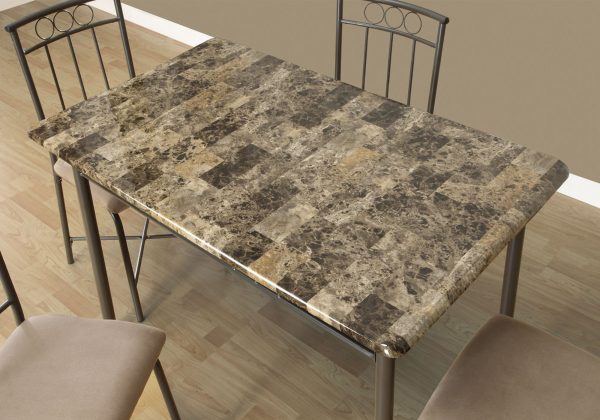 63.5" x 81" x 101" Cappuccino Microfiber Foam and Mdf  5pcs Dining Set - Image 2