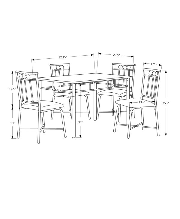 63.5" x 81" x 101" Cappuccino Microfiber Foam and Mdf  5pcs Dining Set - Image 3