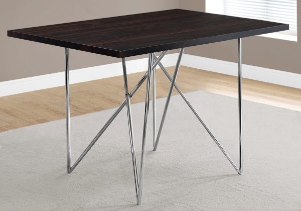 31.5" x 47.5" x 30" Cappuccino Hollow Core Particle Board Metal  Dining Table - Image 2