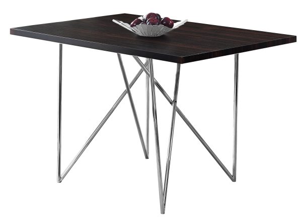 31.5" x 47.5" x 30" Cappuccino Hollow Core Particle Board Metal  Dining Table - Image 4