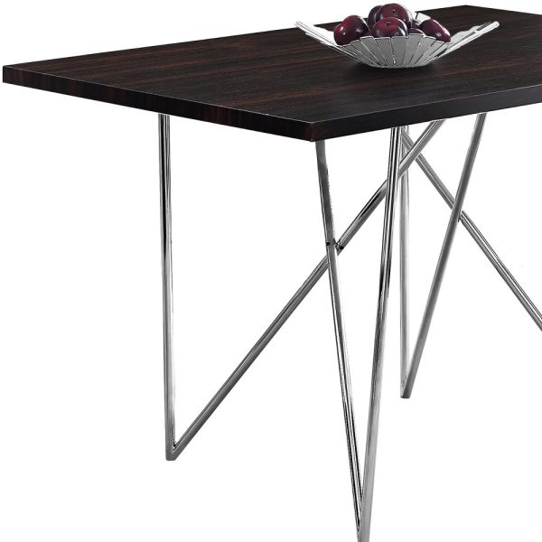 31.5" x 47.5" x 30" Cappuccino Hollow Core Particle Board Metal  Dining Table - Image 5