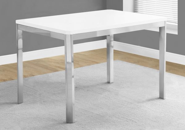 31.5" x 47.5" x 30" White Particle Board Metal  Dining Table - Image 2