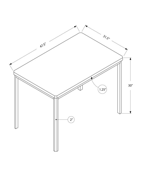 31.5" x 47.5" x 30" Dark Taupe Hollow Core Particle Board Metal  Dining Table - Image 3