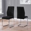 Two 77.5" Velvet Chrome Metal and Foam Dining Chairs
