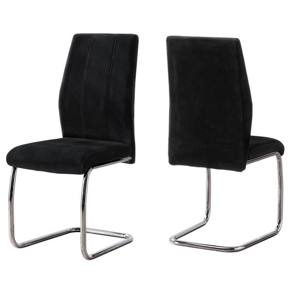 Two 77.5" Velvet Chrome Metal and Foam Dining Chairs - Image 2