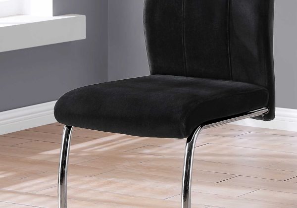 Two 77.5" Velvet Chrome Metal and Foam Dining Chairs - Image 3
