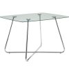 31" Chrome Metal and Clear Tempered Glass Dining Table