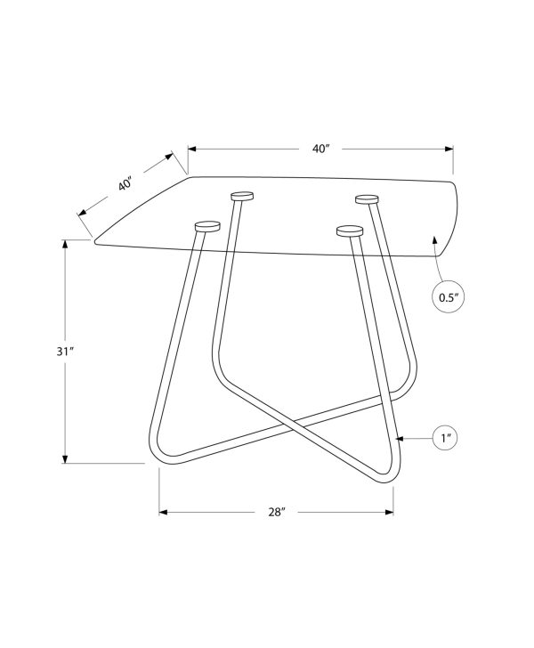 31" Chrome Metal and Clear Tempered Glass Dining Table - Image 3