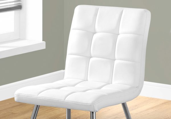 47" x 37" x 63" White Foam Metal Polyurethane Leather Look  Dining Chairs 2pcs - Image 2