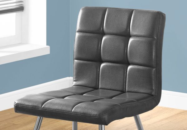 47" x 37" x 63" Grey Foam Metal Polyurethane Leather Look  Dining Chairs 2pcs - Image 2
