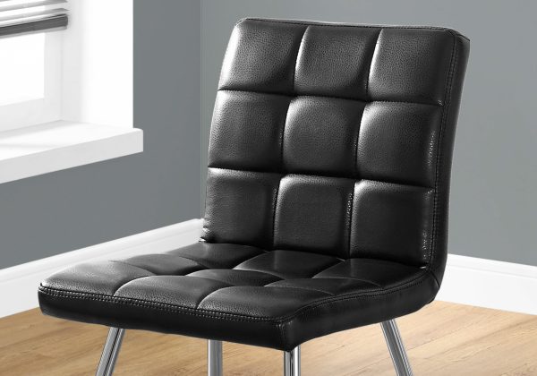 47" x 37" x 63" Black Foam Metal Polyurethane Leather Look  Dining Chairs 2pcs - Image 2