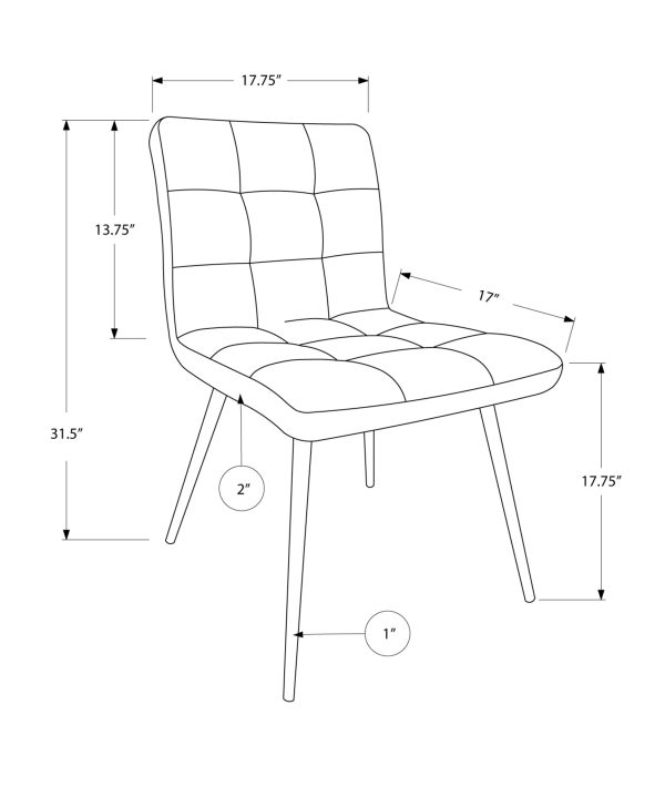47" x 37" x 63" Black Foam Metal Polyurethane Leather Look  Dining Chairs 2pcs - Image 3