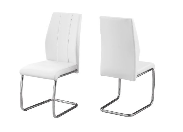 Two 77.5" Leather Look Chrome Metal and Foam Dining Chairs - Image 2