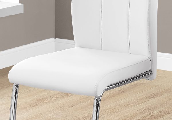 Two 77.5" Leather Look Chrome Metal and Foam Dining Chairs - Image 3