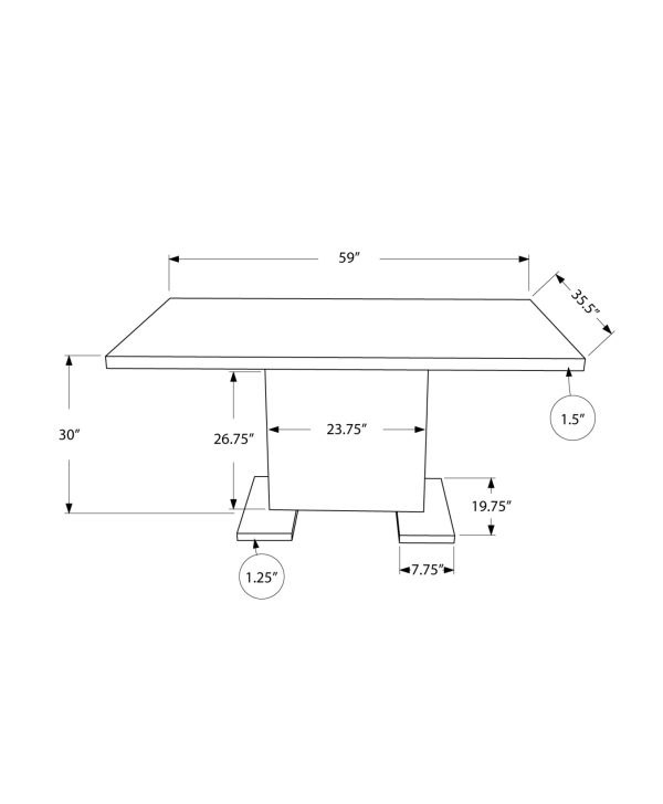 35.5" x 59" x 30" White Metal  Dining Table - Image 3