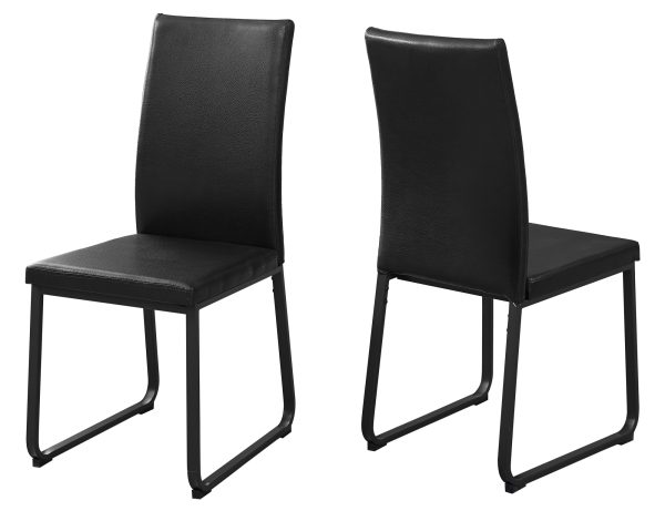 Two 38" Black Faux Leather and Metal Dining Chairs - Image 2