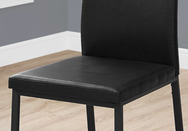 Two 38" Black Faux Leather and Metal Dining Chairs - Image 3