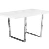 35.5" x 59" x 30.25" White Particle Board Metal  Dining Table