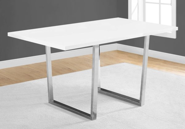 35.5" x 59" x 30.25" White Particle Board Metal  Dining Table - Image 2