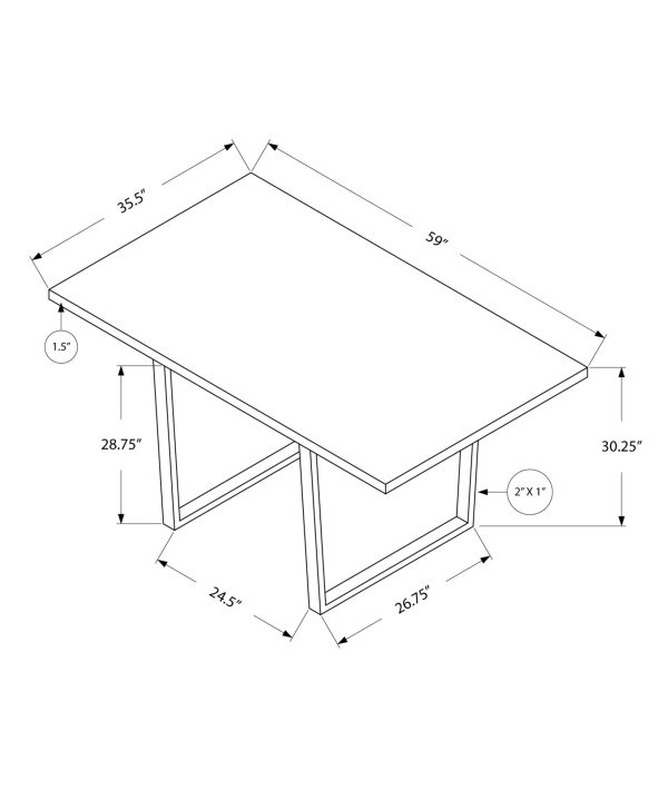 35.5" x 59" x 30.25" White Particle Board Metal  Dining Table - Image 3