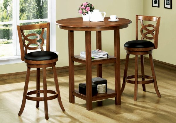 38" x 35" x 84" Oak Black Solid Wood Foam Veneer Leather Look  2pcs Swivel Barstools - Image 2