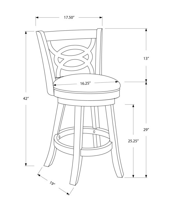 38" x 35" x 84" Oak Black Solid Wood Foam Veneer Leather Look  2pcs Swivel Barstools - Image 3