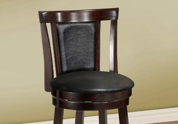 40.5" x 37.5" x 78" Cappuccino Black Solid Wood Foam Veneer Leather Look 2pcs Swivel Barstools - Image 2