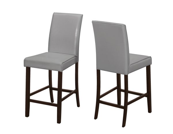 Set of Two Grey Faux Leather Counter Height Dining Chairs - Image 2