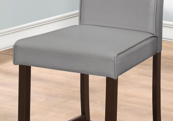 Set of Two Grey Faux Leather Counter Height Dining Chairs - Image 3