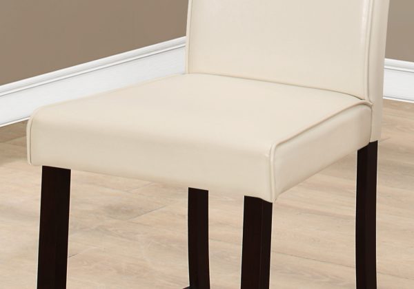 Two 40" Ivory Leather Look Solid Wood and MDF Counter Height Dining Chairs - Image 3
