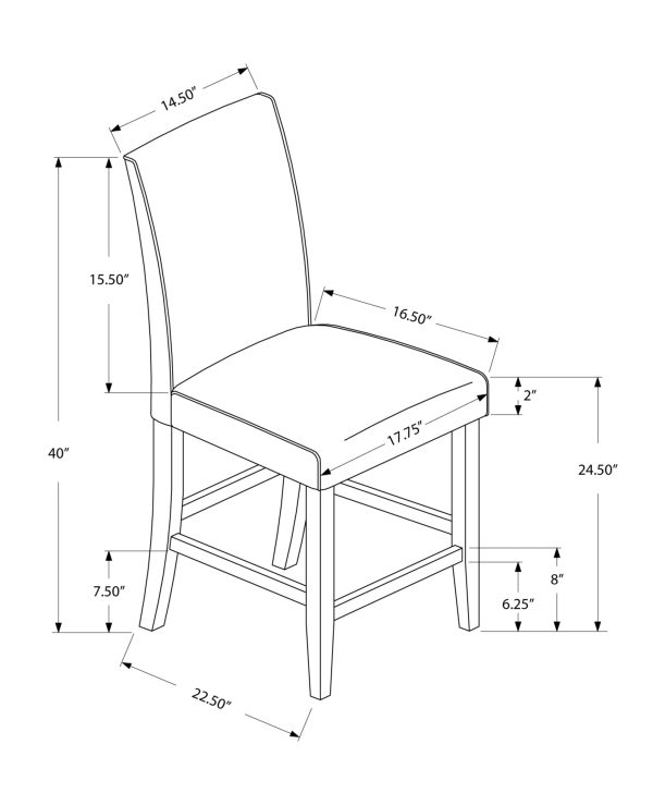 Two 40" Ivory Leather Look Solid Wood and MDF Counter Height Dining Chairs - Image 4