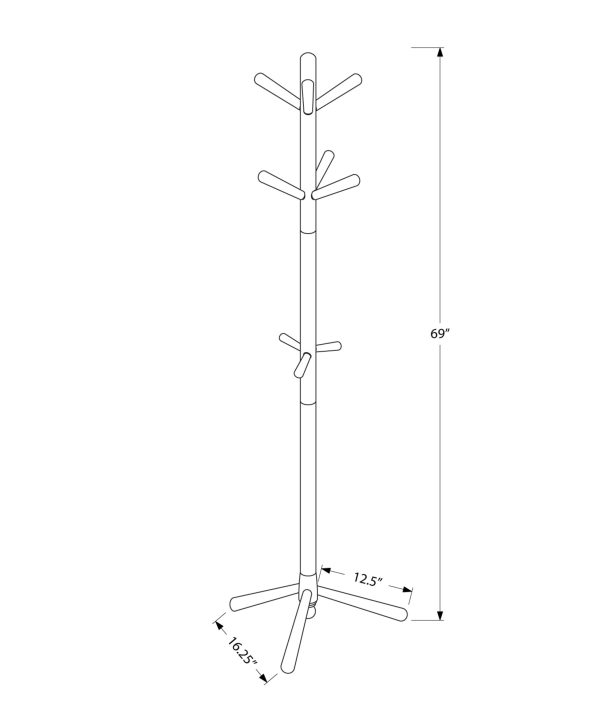 16.25" x 16.25" x 69" Cappuccino Solid Wood  Coat Rack - Image 3