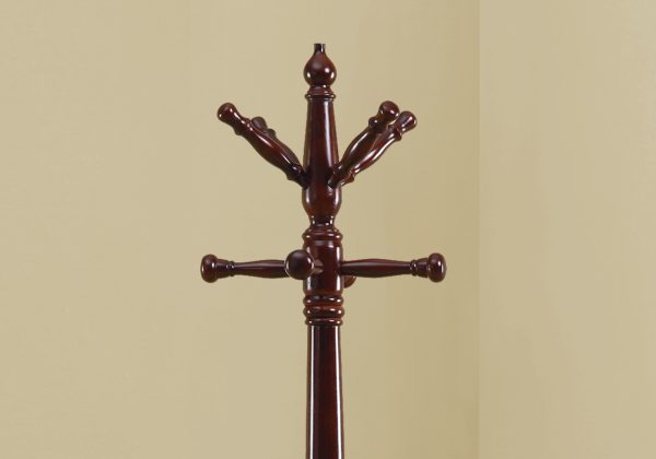 Cherry Solid Wood Finish Coat Rack with Triple Tiered Coat Stand - Image 2