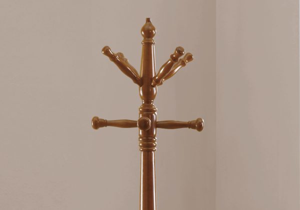 Oak Finish Coat Rack with Triple Tiered Coat Stand - Image 2